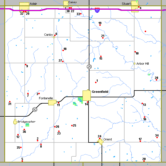 Cemetery locations in Adair Co. Iowa