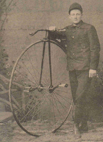 George Ralston & his high-wheeled bicycle, 1888