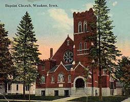 1st Baptist Church, Waukon photo postcard ca1909
