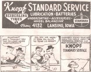 Knopf Standard Service comic strip advertisement 1957