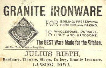 Julius Rieth Advertising Postcard, back