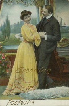 Spooning in Postville - postmarked 1908 (contributed by Errin Wilker)