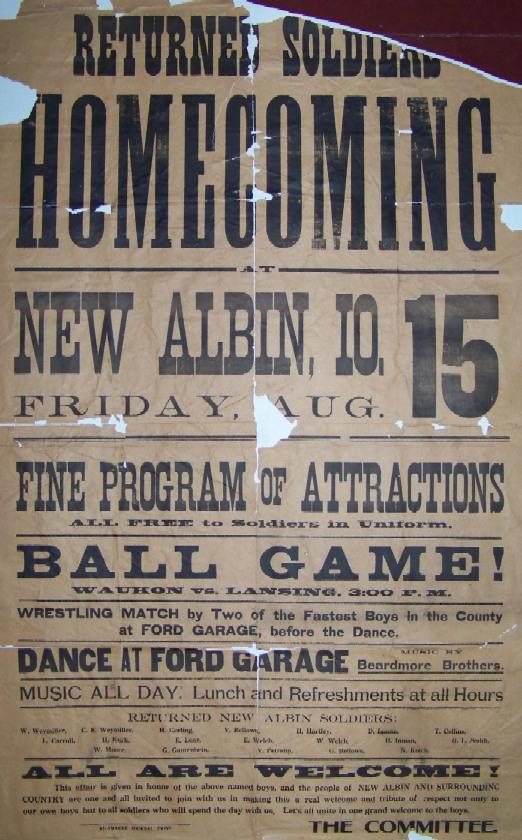 Returned soliders homecoming, New Albin, WWI