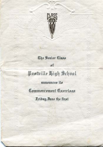 1928 Commencement Announcement, Postville High School