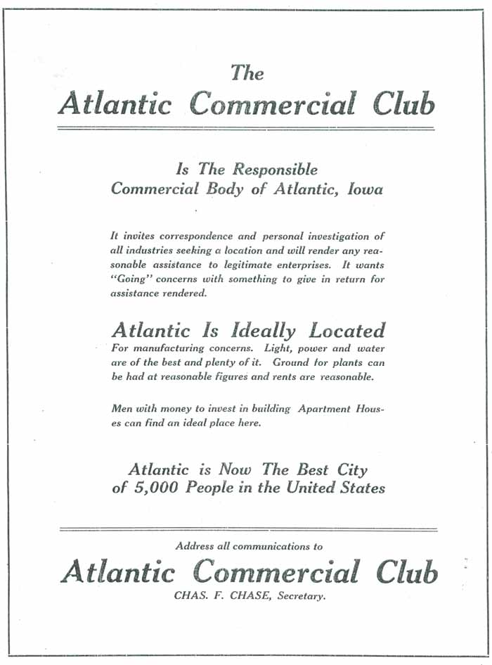 Atlantic Commercial Club Advertisement