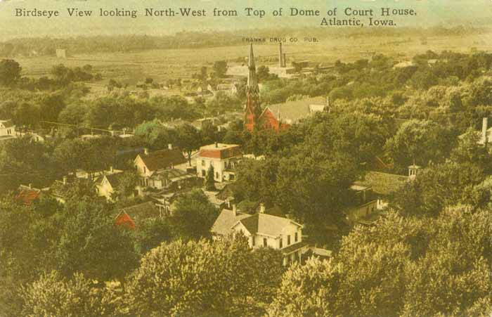 Birdseye View looking North-West from Top of Dome of Court House, Atlantic, Iowa