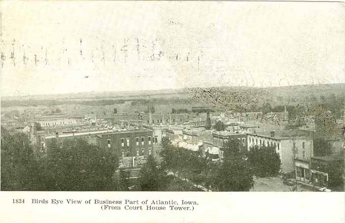 Birds Eye View of Business Part of Atlantic, Iowa (From Court House Tower)