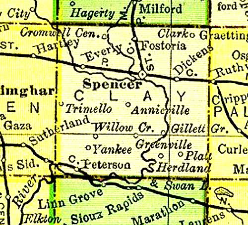 Clay County, Iowa 1895 Map