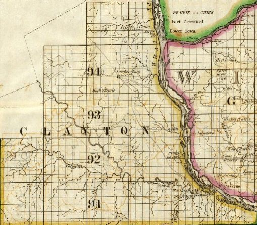 Clayton co. Iowa - 1838, click to enlarge the map