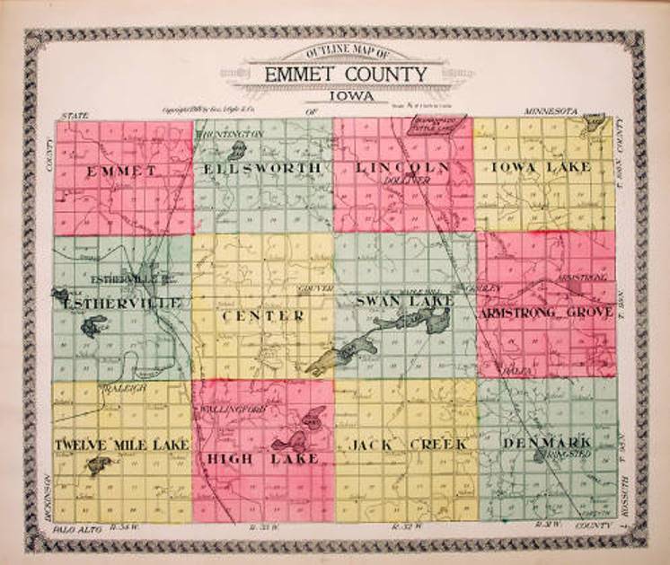 emmet county iowa 1912 map