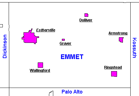 Emmet County, Iowa Map
