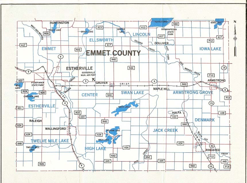 emmet county iowa map
