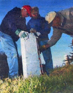 Fayette County Pioneer Cemetery volunteers: Woodie Thomas, Richard Vagts & Harvey Unger