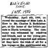 Charles Rothlisberger & Lulu Kerr, Elgin Echo 5 Apr 1906 