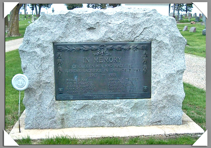 WWI Memorial, Glidden, Merle Hay Memorial Cemetery, Carroll County, Iowa