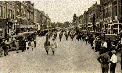 WWI Troops March on 2nd Street, Webster City, Hamilton County, Iowa