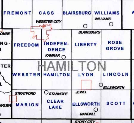 Hamilton County Iowa townships map