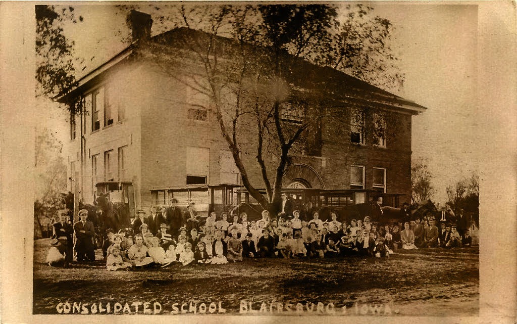 Old Blairsburg School House with Horse Drawn Buses