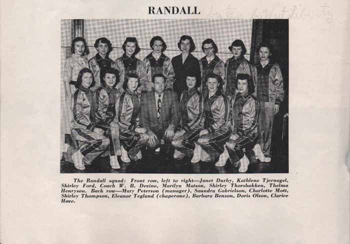 1954 Iowa Girls Basketball State Championship, Randall HS Girls Basketball Team