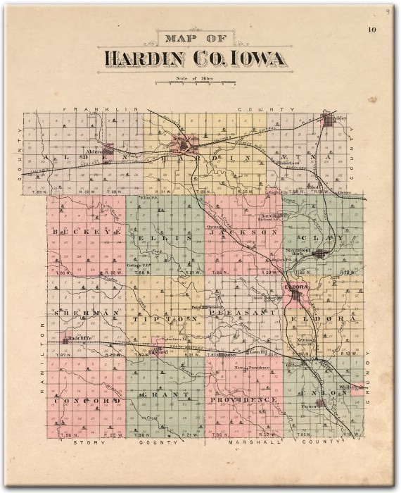 1892 Plat Map of Hardin County, IA Counties