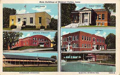 Postcard - Main Buildings - Missouri Valley - Pre 1960