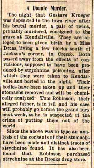 Cresco Twin babies Murder Cresco Twice-A-Week Plain dealer Friday June 12, 1903