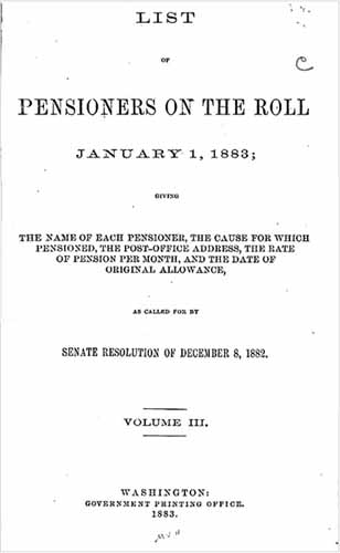 1883 Pension Roll, Title Page