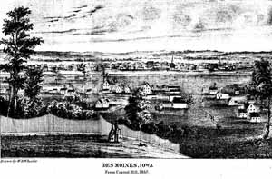 1867 View of Des Moines, Iowa