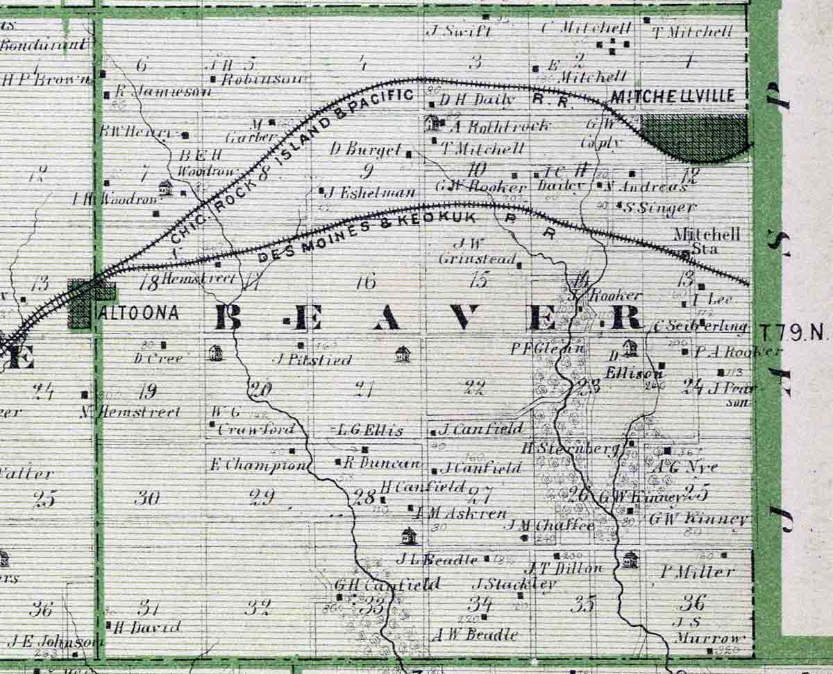 Beaver Township, Polk County, Iowa 1875 Map