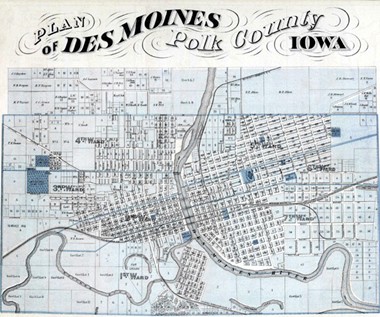 Des Moines, Polk County, Iowa  1875 Map
