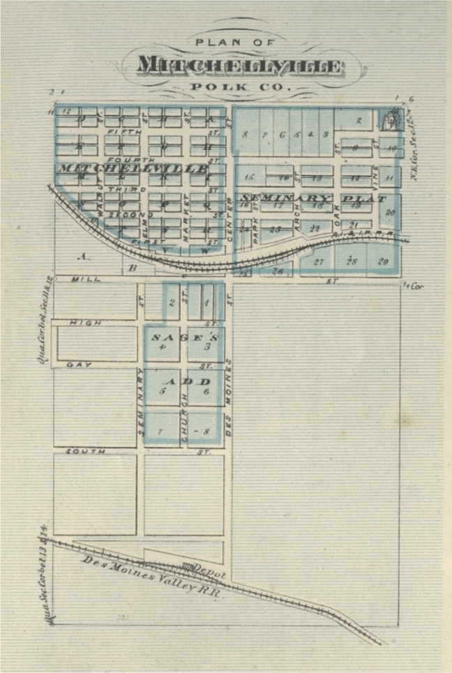 Mitchellville, Polk County, Iowa 1875 Map