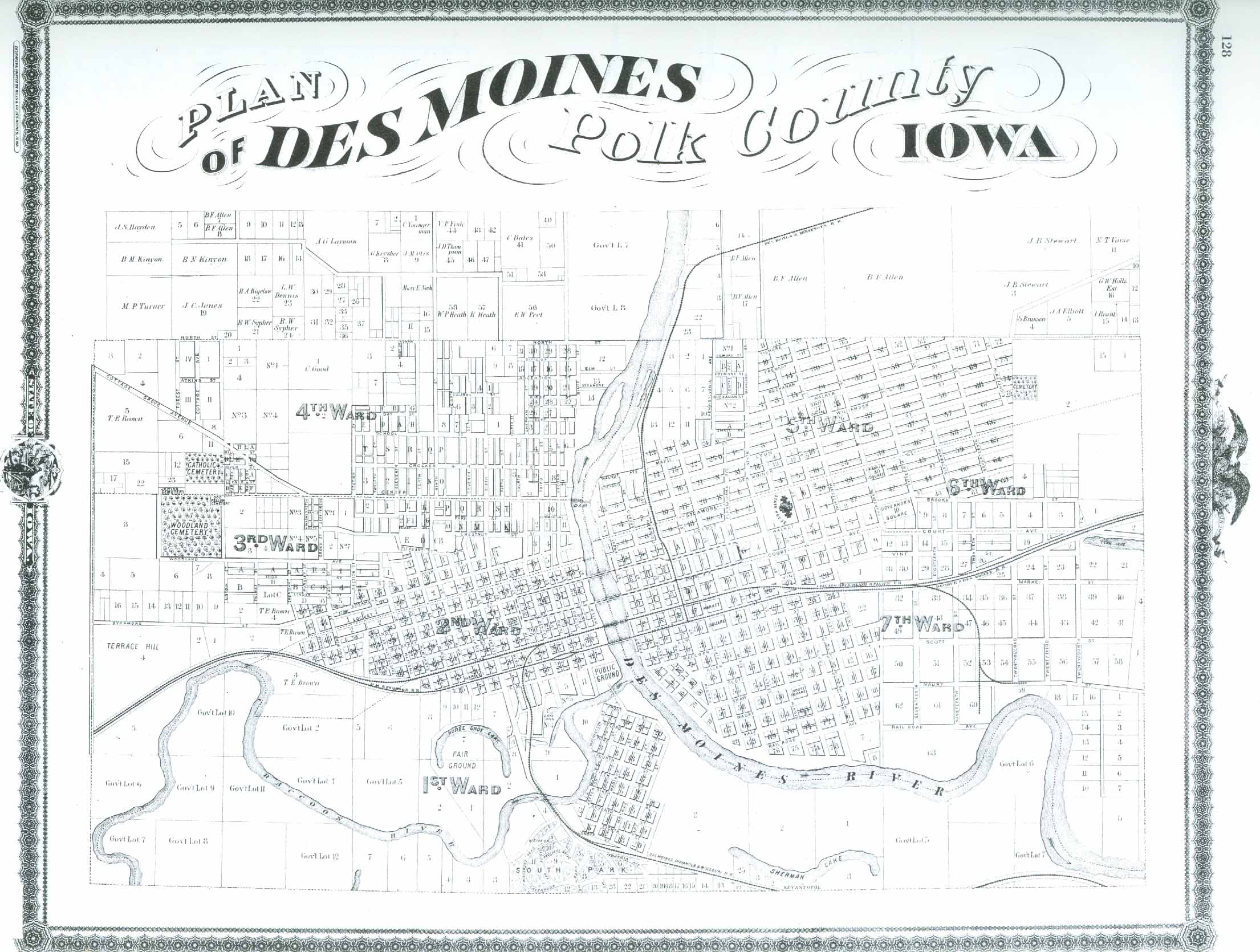 Des Moines, Polk County, Iowa 1875 Map