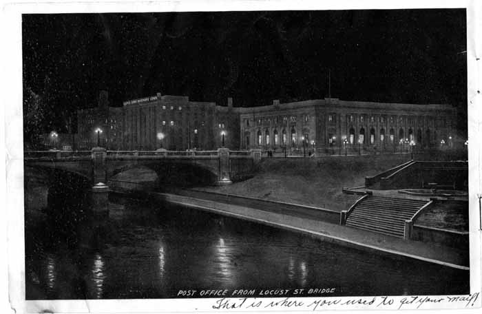 Post Office from Locust St. Bridge, Night in Des Moines 1912 Pg. 3