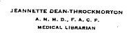 Jeannette Dean-Throckmorton Medical Librarian, Des Moines, Iowa