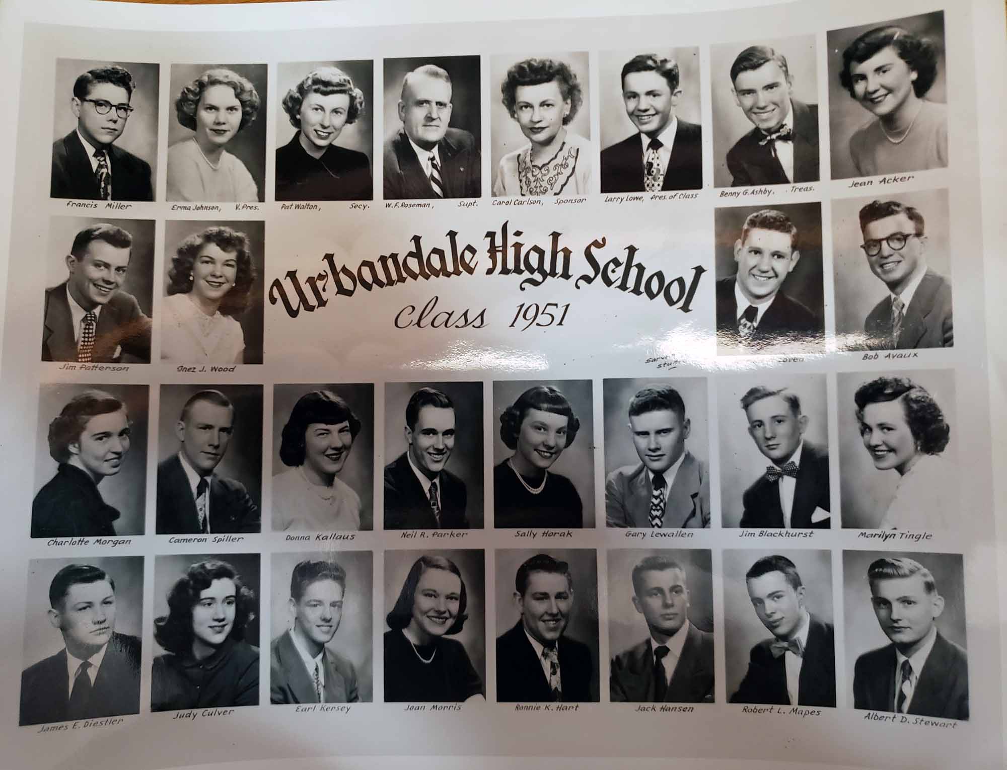 Urbandale Class of 1951, Polk County, Iowa c1923