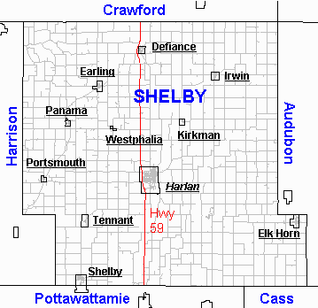 Shelby County, Iowa, County Map