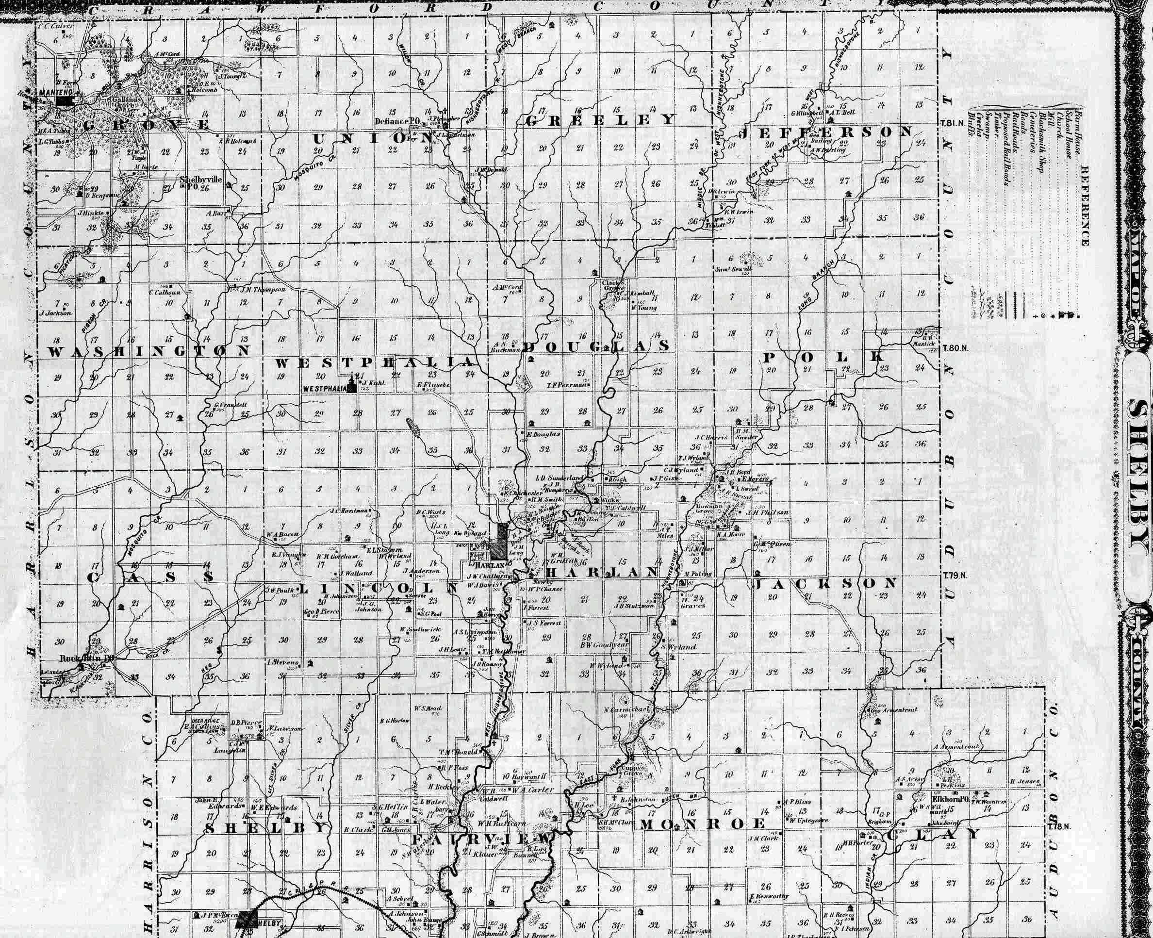 1875 Shelby County, Iowa Map