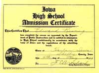 1949 High School Admission Certificate - Edward Reinig