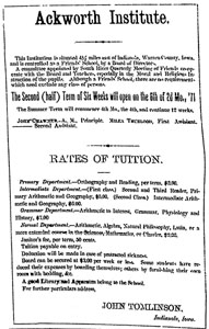 1871 ad for Ackworth Academy