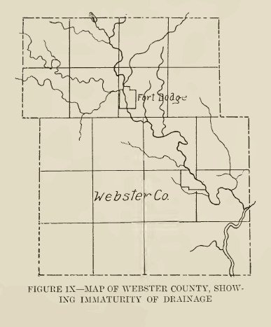Figure IX-MAP OF RINGGOLD COUNTY SHOWING IMMATURITY OF DRAINAGE