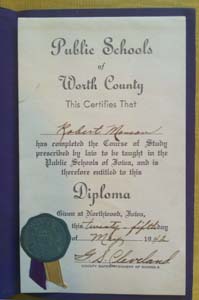 1942 country school diploma