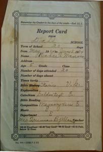 report card from Dahl school
