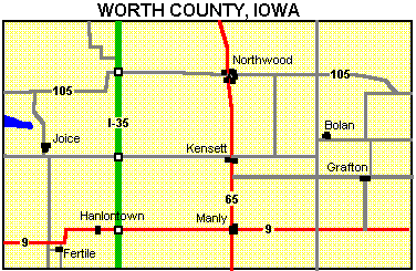 Map of Worth's Towns & Main Highways