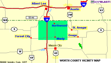Map of Vicinity with Worth colored green