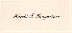 Harold T. Hangartner, PHS Class of 1920