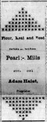 Pearl Mills, Adam Heist, Anita, Iowa 1906
