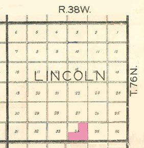 map of Lincoln Township showing land grant section