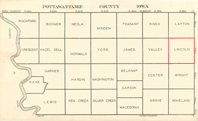 map of Pottawattamie County showing townships
