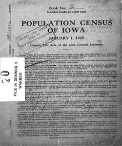 sample of a 1925 Iowa census book