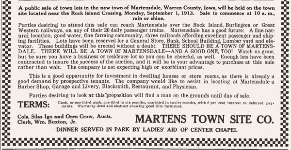 sell of Martensdale lots